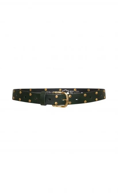 OLINE STUDDED BELT GREEN GOLD