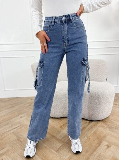 Nelle cargo broek blauw