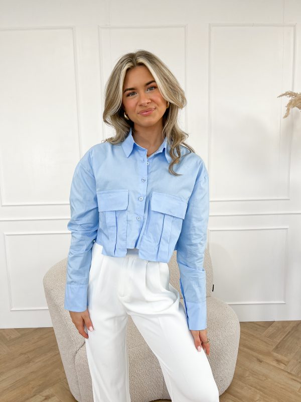 Alexy crop blouse helder blauw