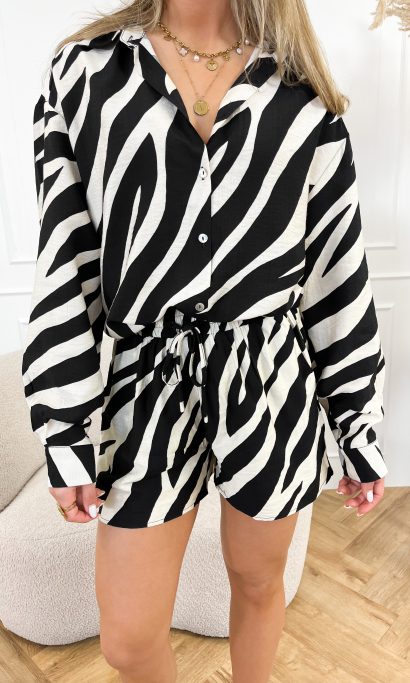 Kae zebra blouse zwart