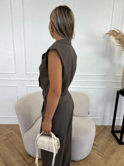 Jailin cropped gilet donker bruin