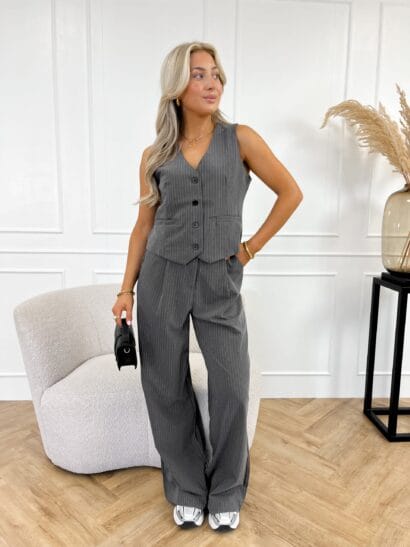 Liane strass gilet grijs
