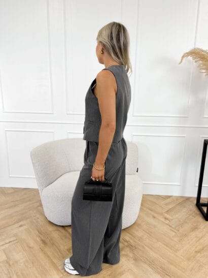Liane strass gilet grijs