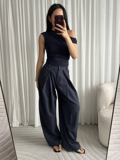 Alternative view of pre order Roxe pantalon gestreept blauw