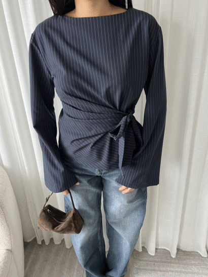 Alternative view of pre order Lindsey strik top gestreept blauw