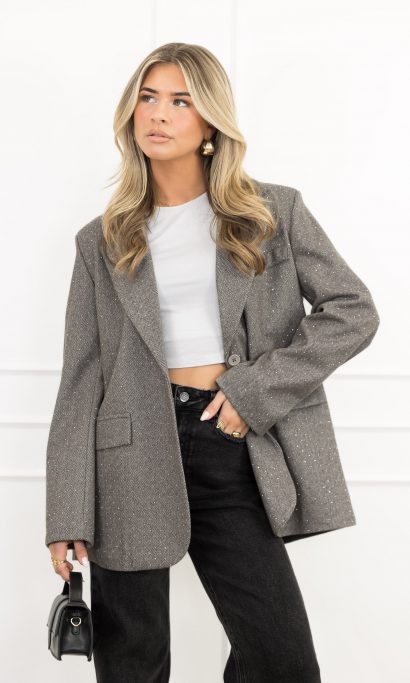 Julea strass blazer taupe