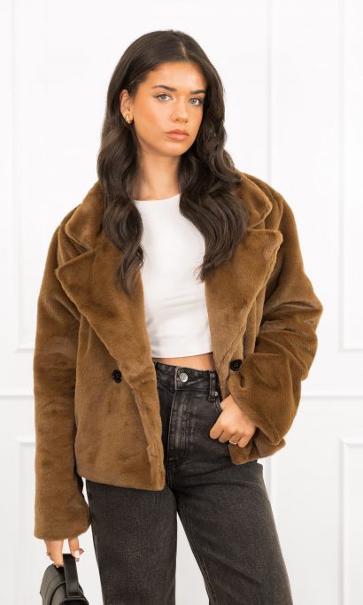 Vanity faux fur jas bruin