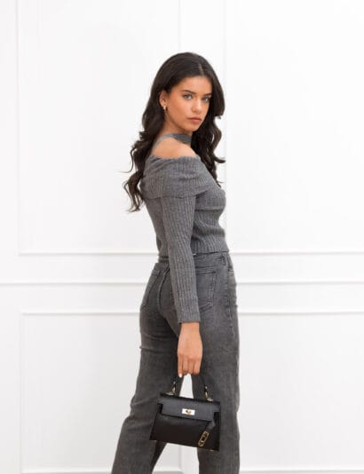 Alana off the shoulder top grijs