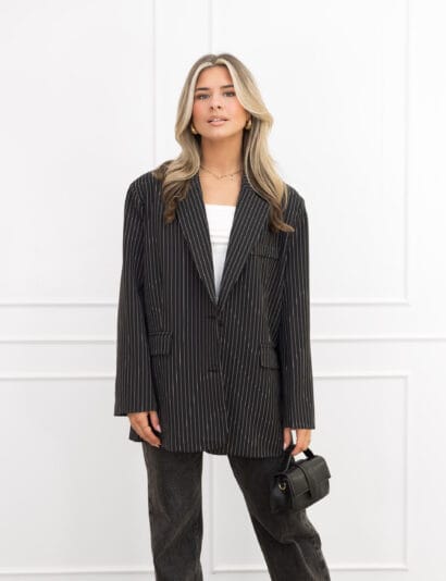 Joya blazer gestreept zwart