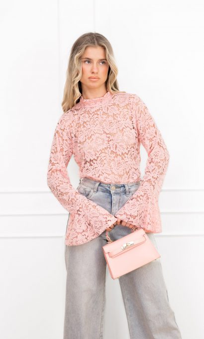 Luus kanten top licht roze