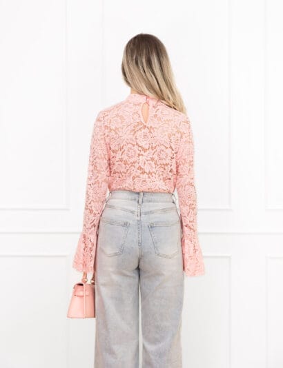 Luus kanten top licht roze