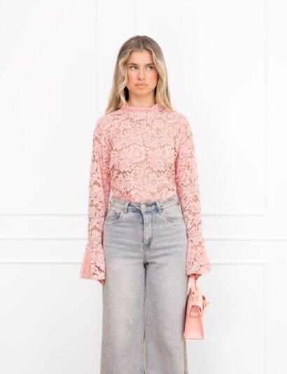 Luus kanten top licht roze