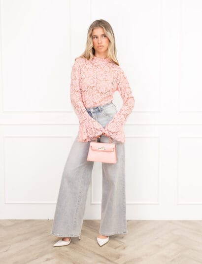 Luus kanten top licht roze