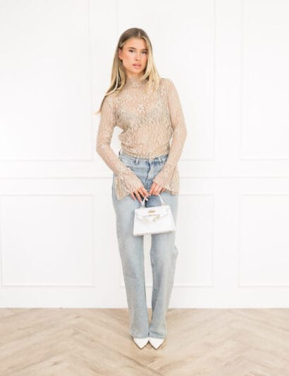 Yenna kanten top beige