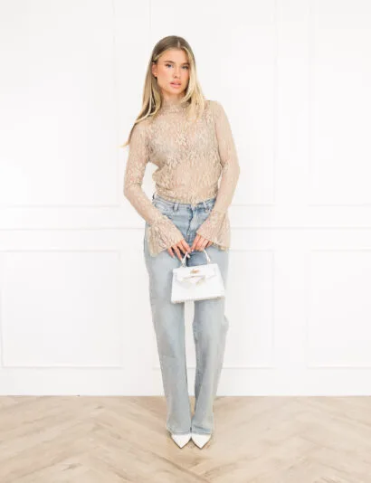 Yenna kanten top beige