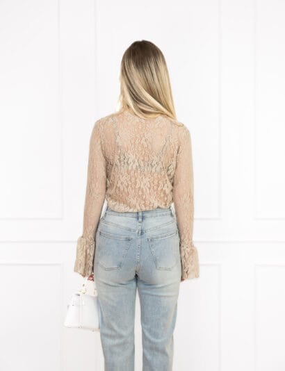 Yenna kanten top beige