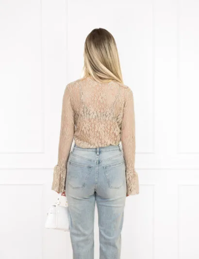 Yenna kanten top beige