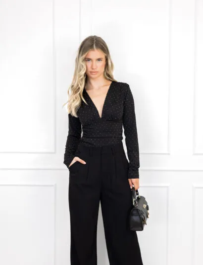 Selma strass body zwart