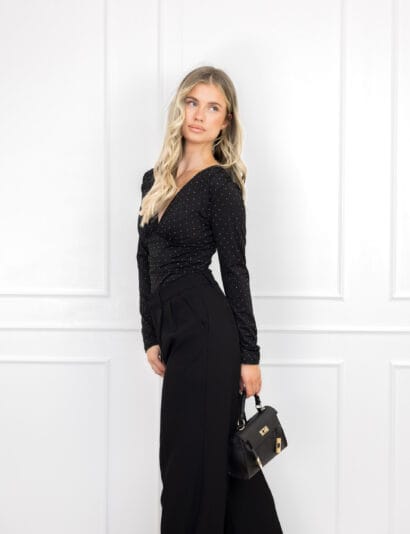 Selma strass body zwart