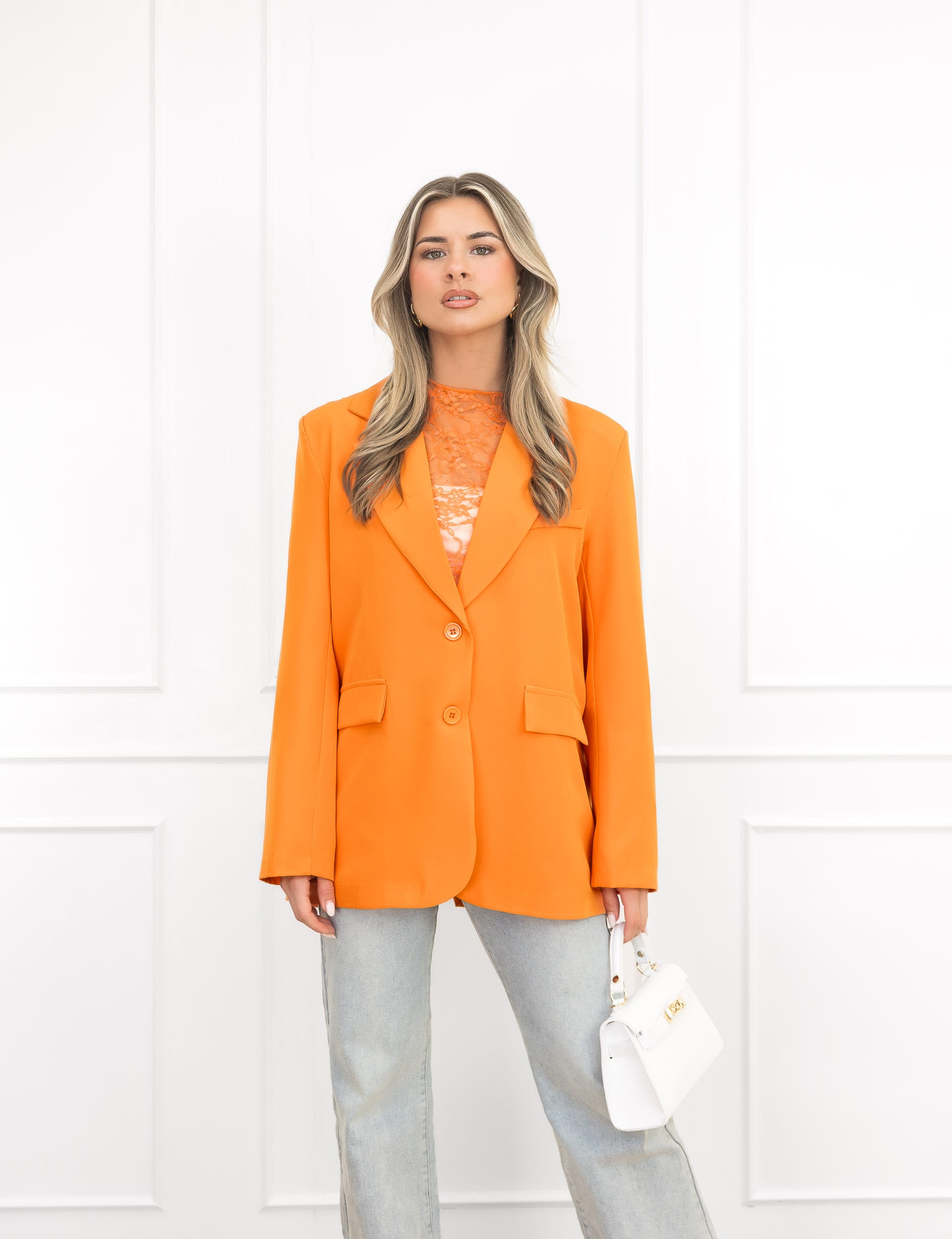 Senna blazer split oranje