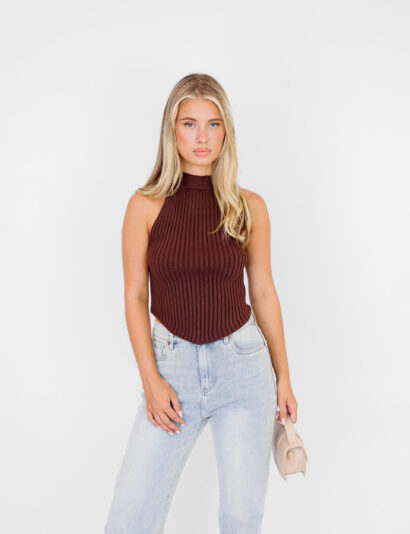 Lyse top donker bruin