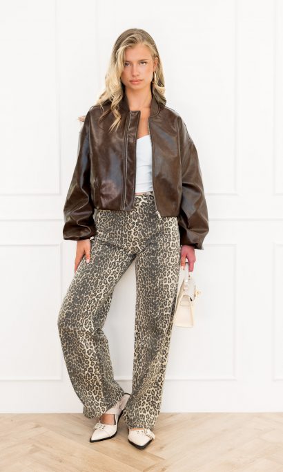 Liena Panter Dad Fit Jeans met Comfortabele Pasvorm en Panterprint