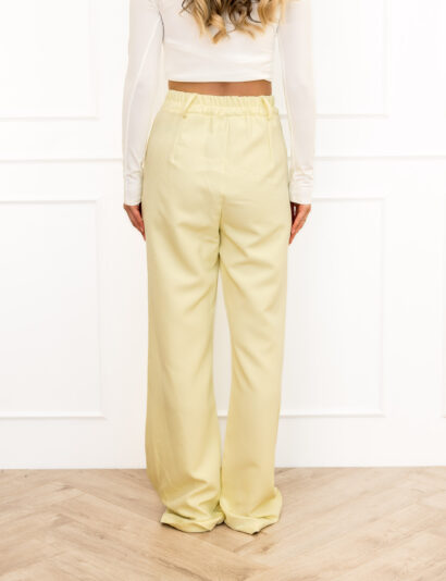 Britt Pantalon Geel met Elastische Taille en Knoopsluiting