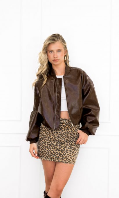 Haylee Panter Rok met Panterprint en Rits- en Knoopsluiting voor Trendy Look