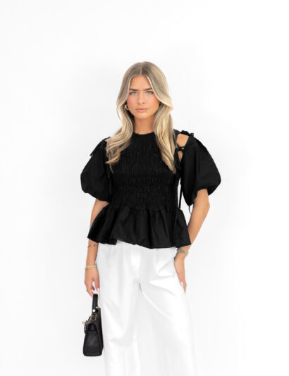 Lea strikjes top zwart