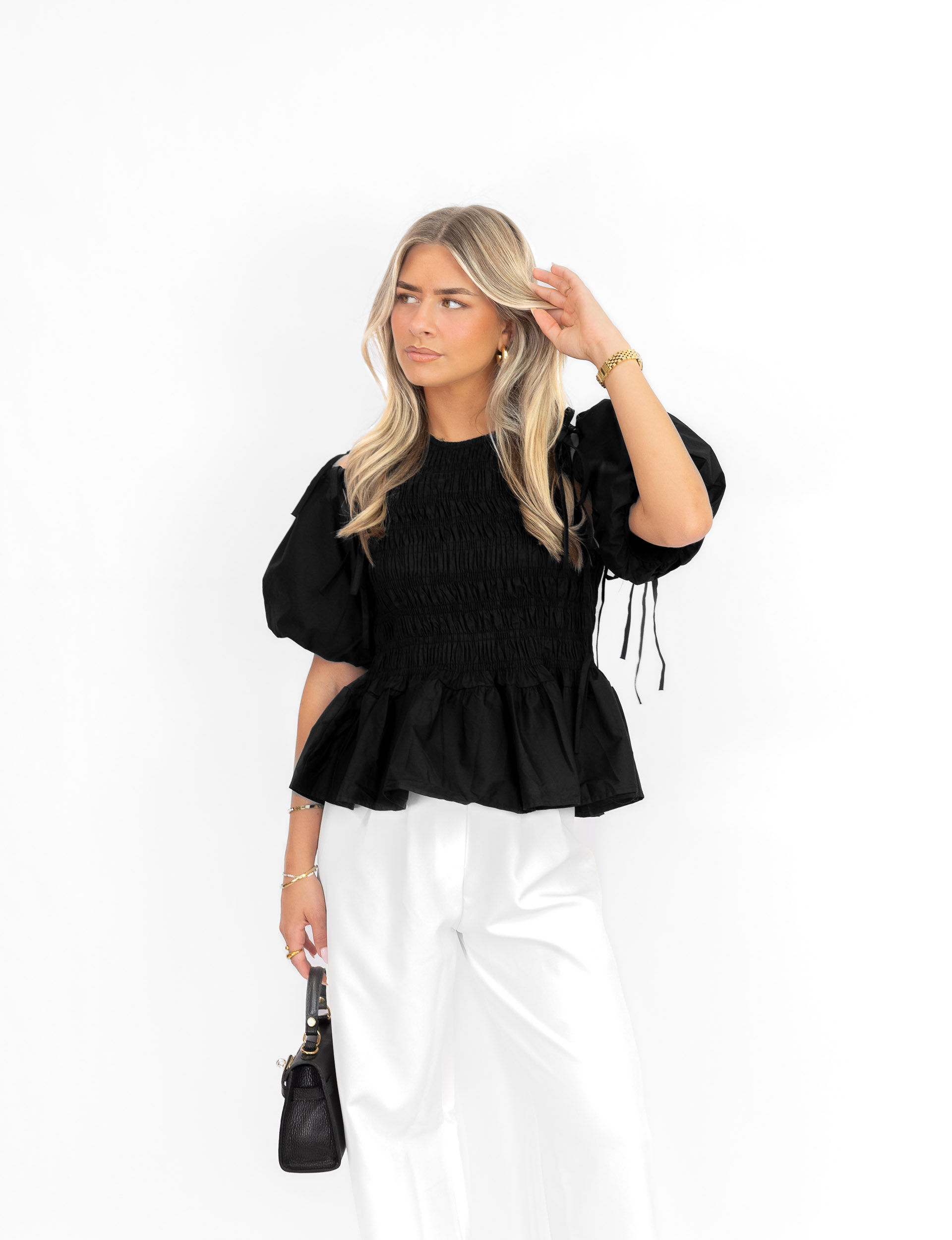 Lea strikjes top zwart - Afbeelding 3