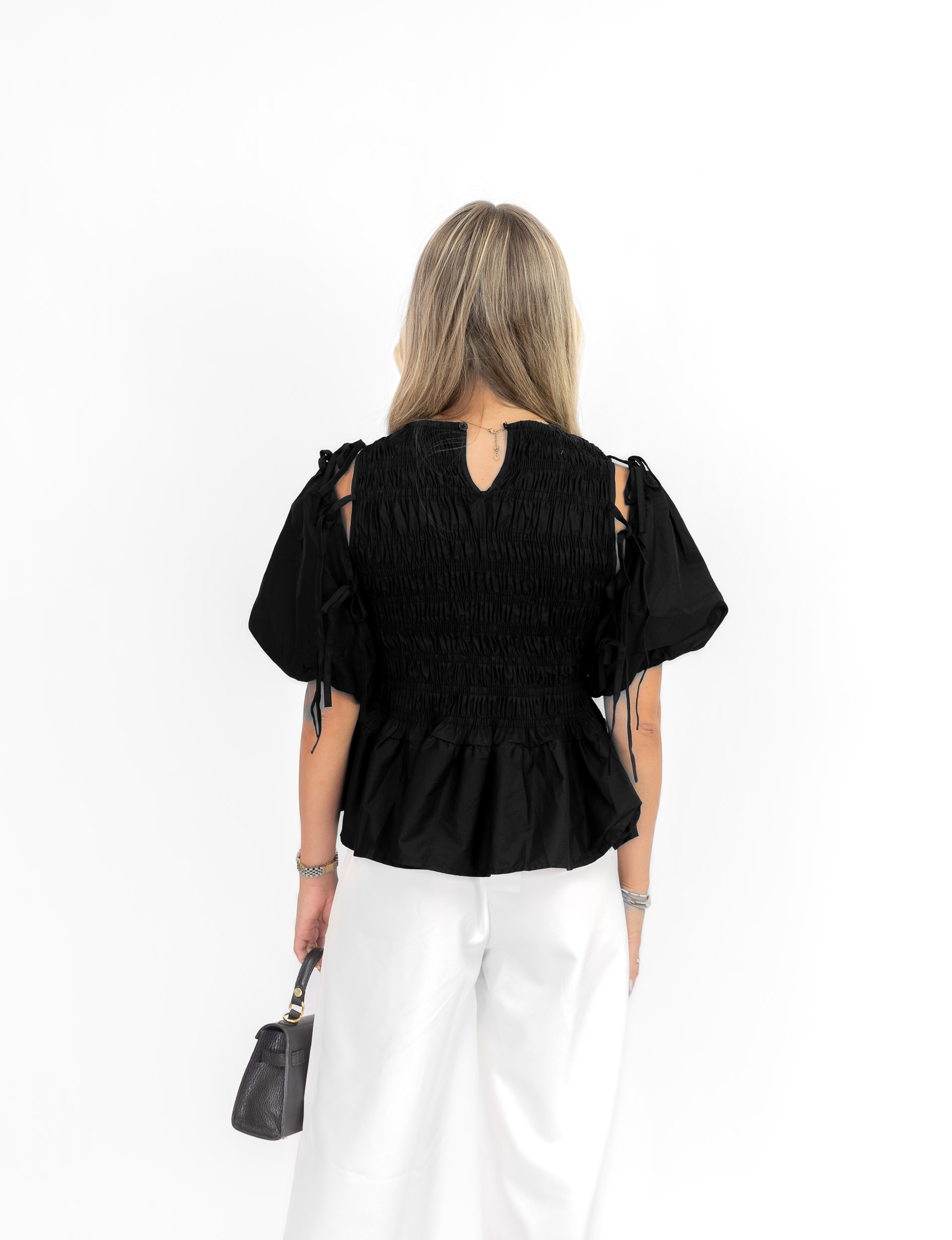 Lea strikjes top zwart - Afbeelding 4