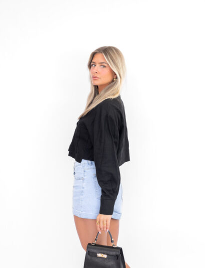 Nouk cropped blouse zwart