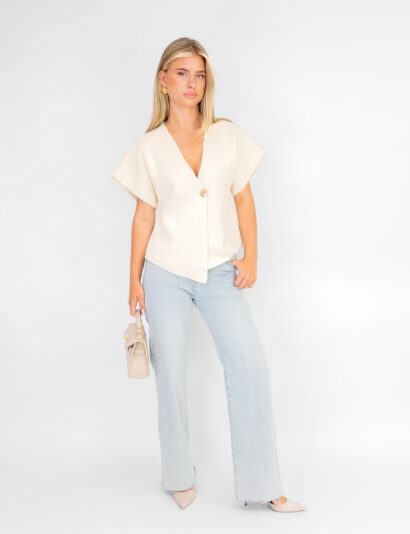 Alternative view of Mae top beige