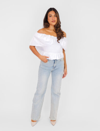 Alternative view of Bodien off the shoulder top wit