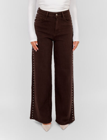Chloe studs wide leg jeans bruin