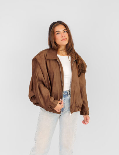Bo bomberjas suede bruin