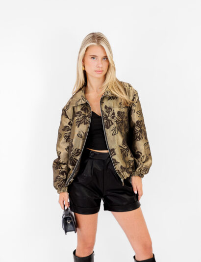 Janey bloem jas donkerbruin