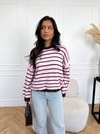 Alternative view of Demi streep trui roze