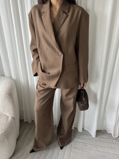 Cait stripe blazer bruin