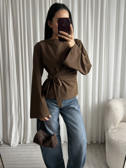 pre order Lindsey strik top bruin