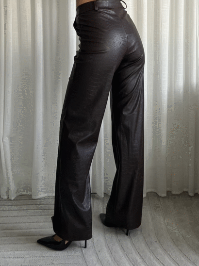 Alternative view of pre order Neline pantalon croco bruin